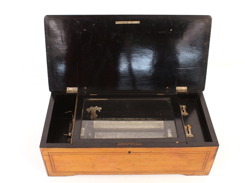 A Swiss rosewood and inlaid cased music box, plating eight airs, 49cm - Image 2 of 5