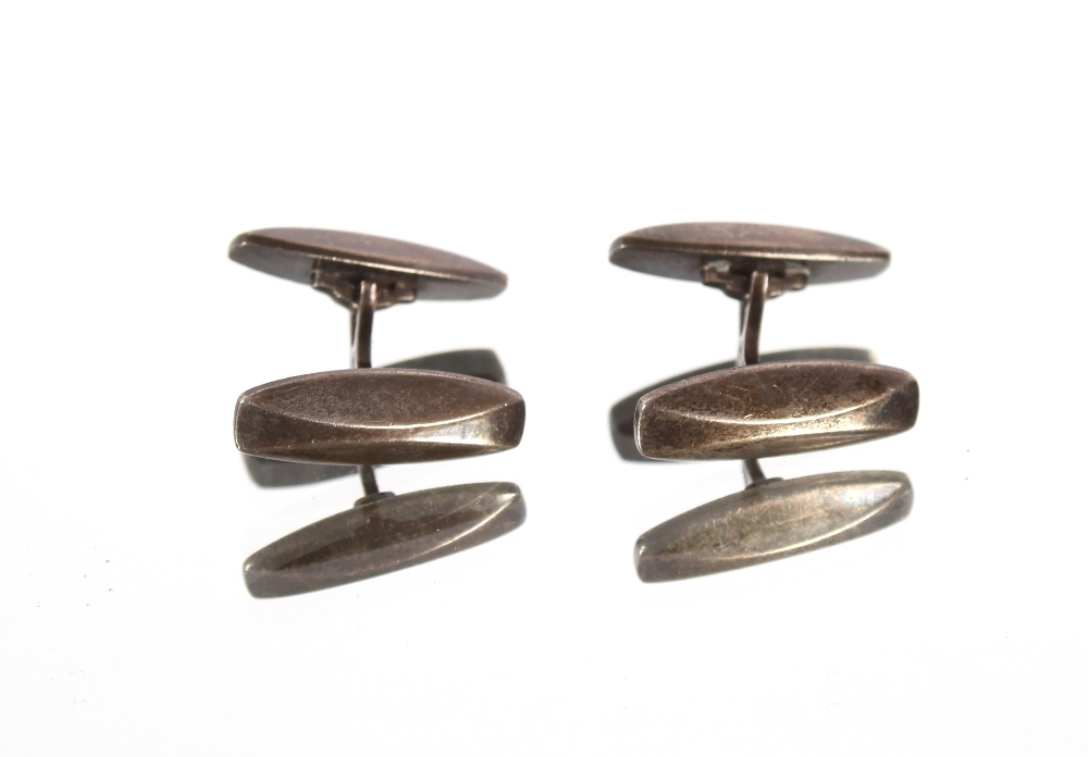 A pair of silver Georg Jensen cuff-links, patent No.90