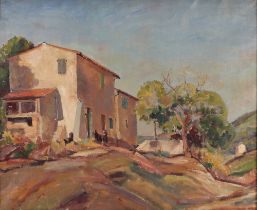 Douglas Thomson, "House In Provence Cassis" 1936 Ruskin Gallery label verso, 51cm x 61cm