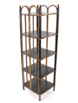An early 20th Century bamboo five tier whatnot, 92cm high x 27cm wide