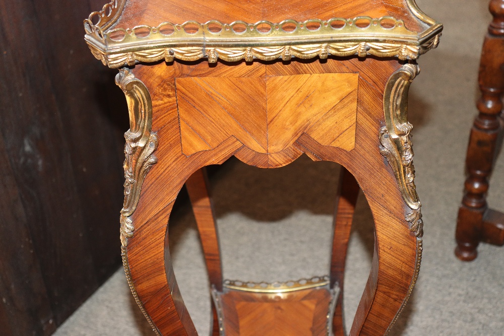 A pair of 19th Century French walnut and cross banded two tier side tables surmounted by pierced - Image 64 of 110