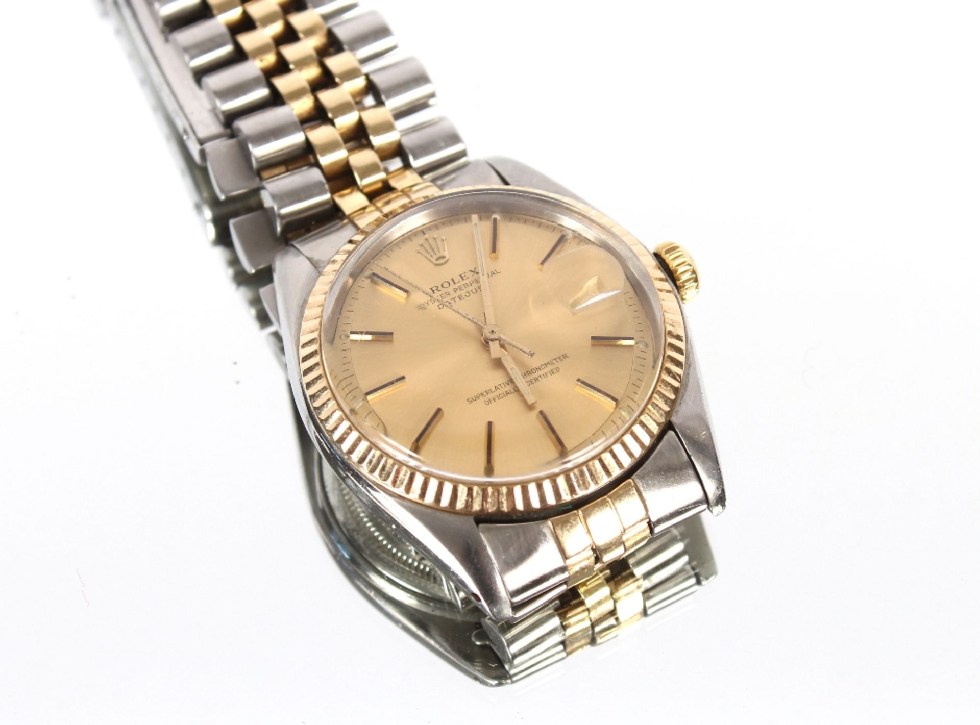 A Rolex Bi-Metallic date adjust Oyster Perpetual wrist watch - Image 3 of 9