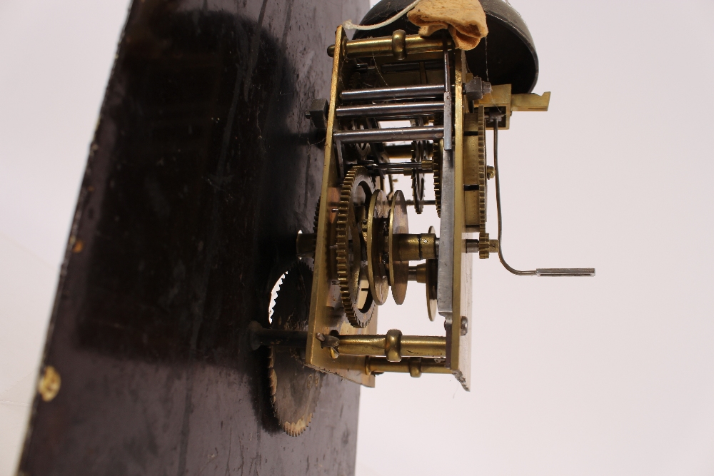 A 19th Century oak and mahogany cross banded long case clock, the hood with scroll arch pediment and - Image 4 of 8