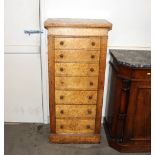 A Victorian walnut Wellington chest fitted seven drawers within locking pillar, raised on platform