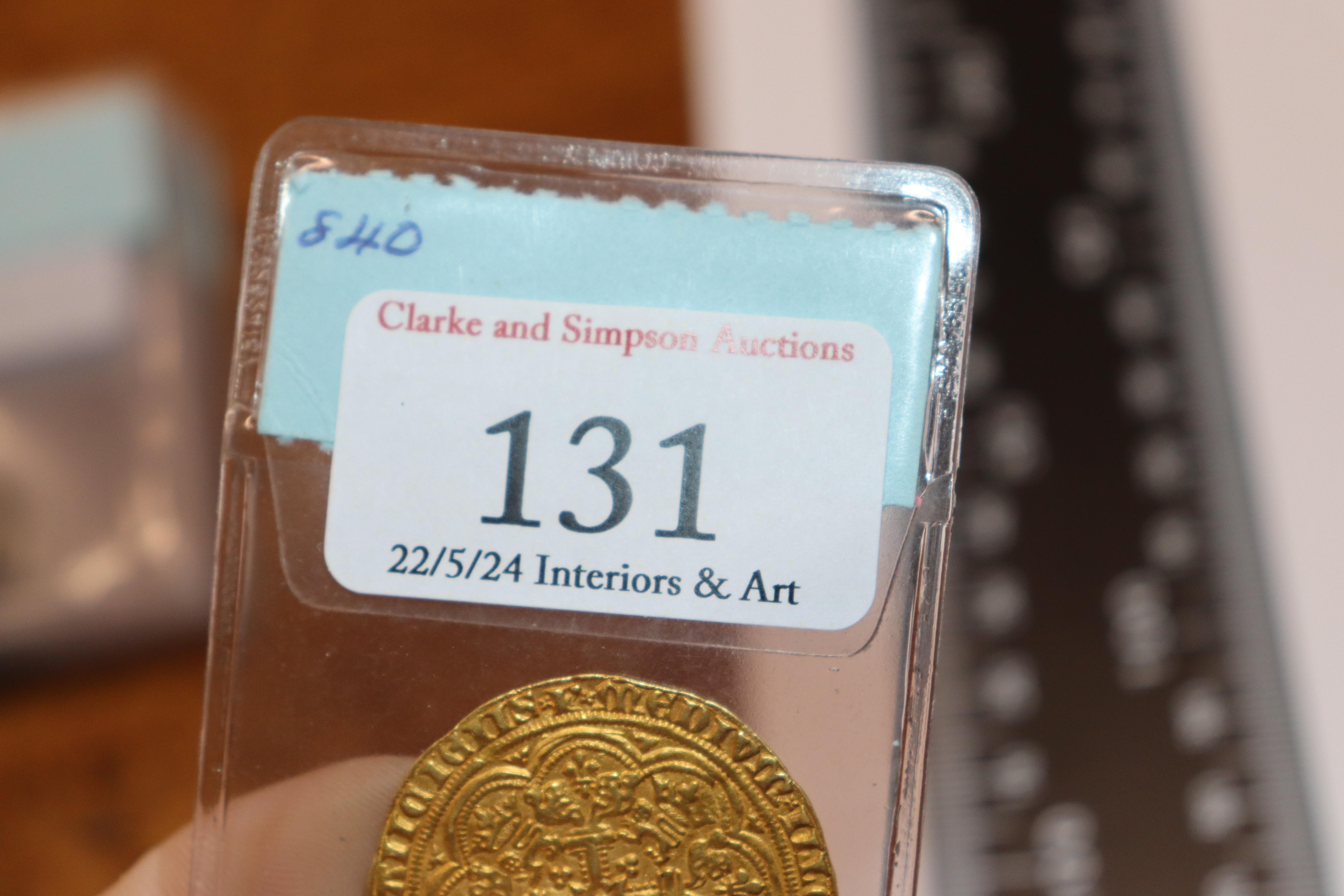 An Edward III noble, MM cross 3 (weight approx. 7.7gms) AF Condition report  The marks below the - Image 4 of 4