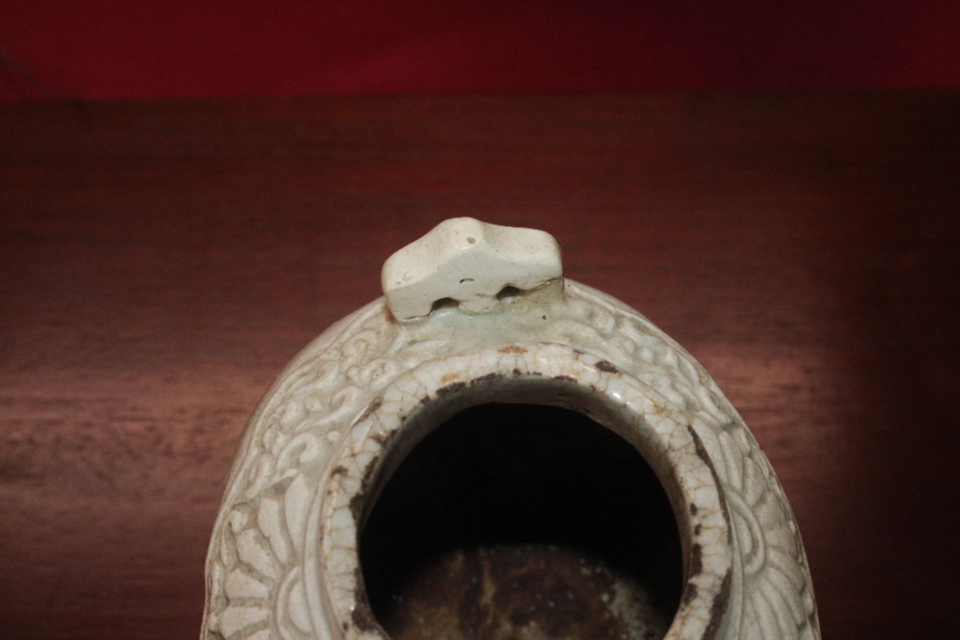 A Chinese blanc de chine water dropper in the form of an elephant, having moulded decoration to - Image 12 of 21