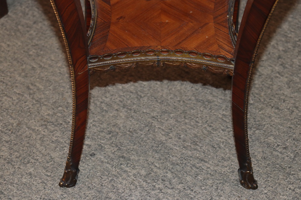 A pair of 19th Century French walnut and cross banded two tier side tables surmounted by pierced - Image 63 of 110