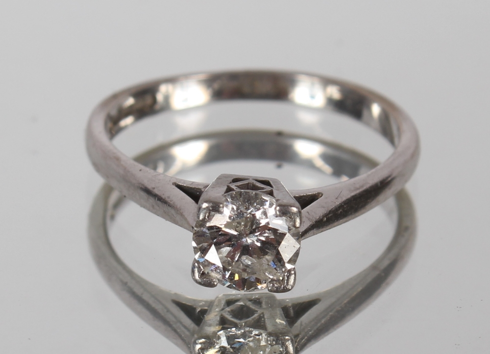 A diamond solitaire ring, in 18ct white gold mount, brilliant cut diamond, approx. ½carat, 3.2gms. - Image 3 of 3