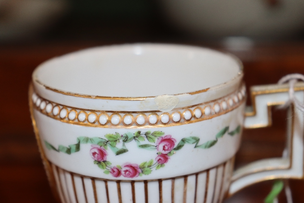 A Meissen chocolate cup and cover, possibly Marcolini period of ribbed baluster form, central - Image 11 of 21