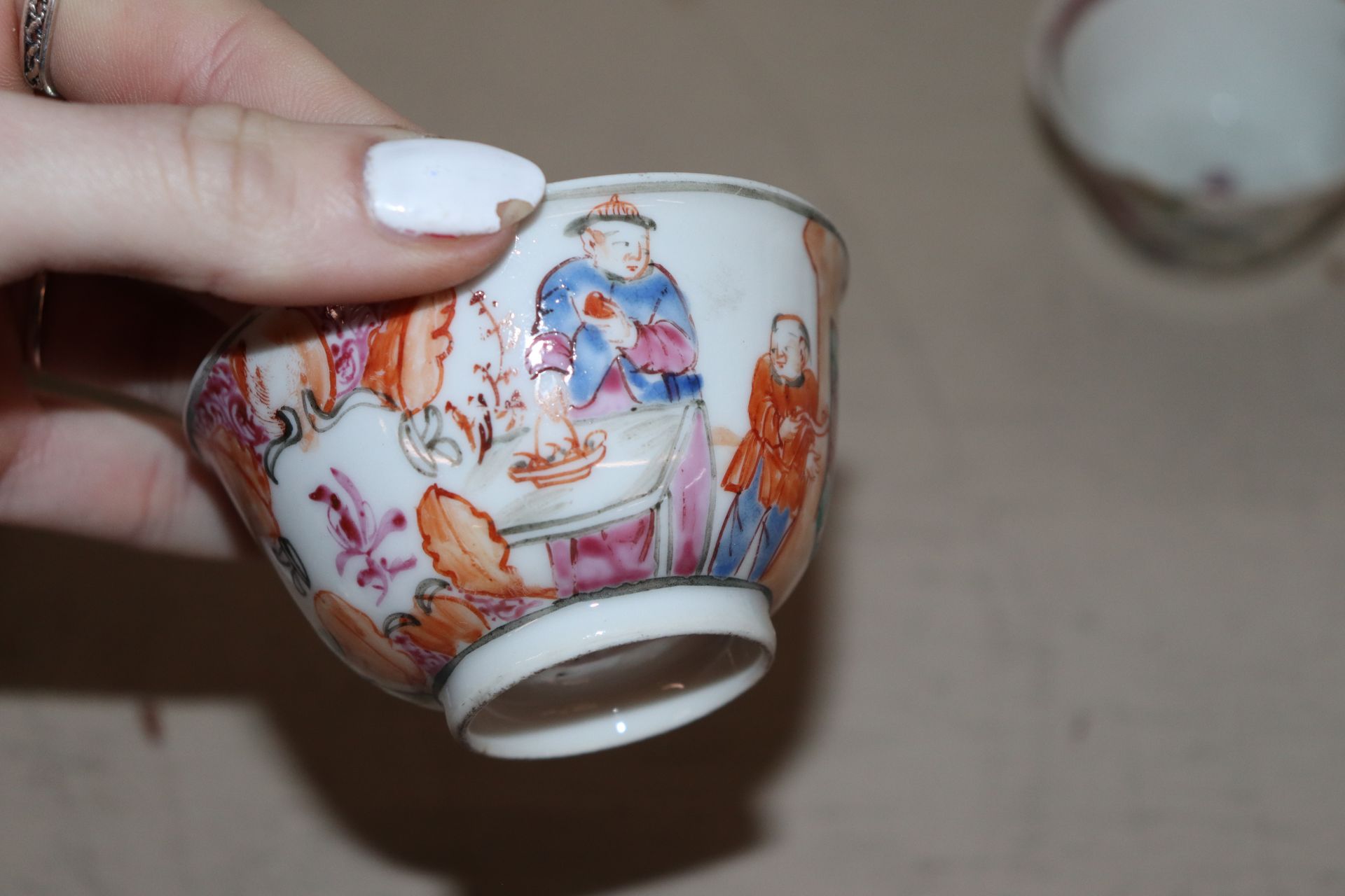 A Chinese Imari pattern shallow dish, 25cm dia.; a Chinese blue and white bowl decorated pagodas and - Image 7 of 26