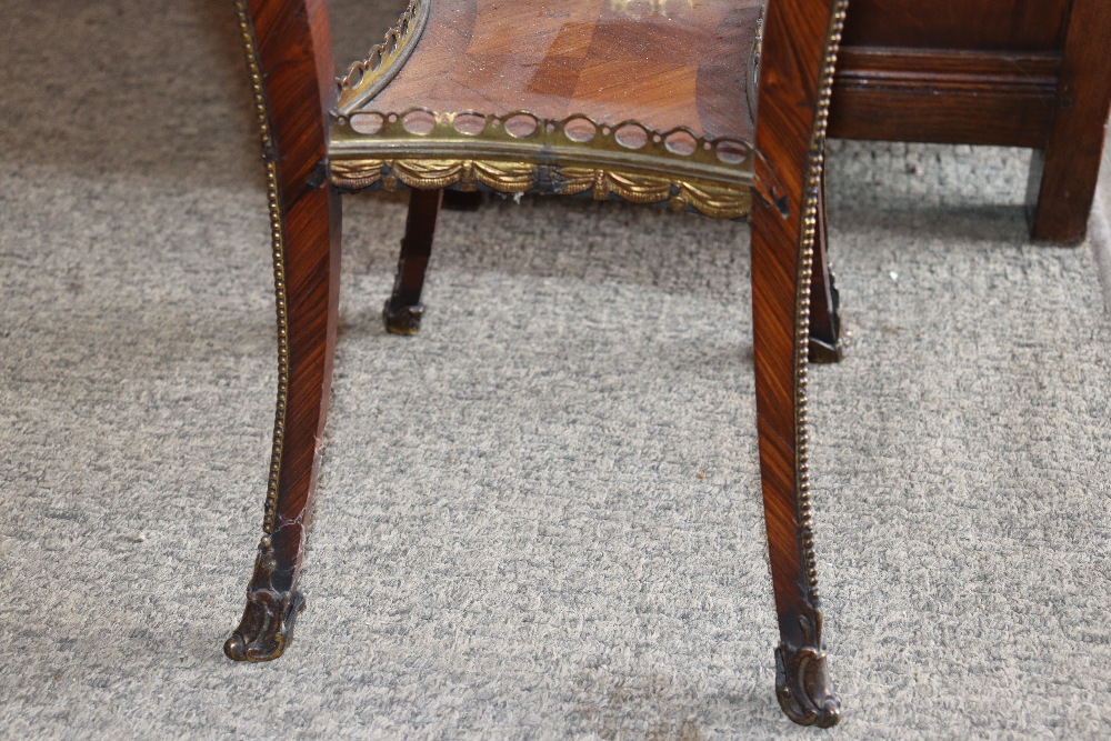 A pair of 19th Century French walnut and cross banded two tier side tables surmounted by pierced - Image 8 of 110