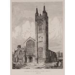 Henry Davey, three etchings depicting the North West view of St Mary's Church, Bungay, the South