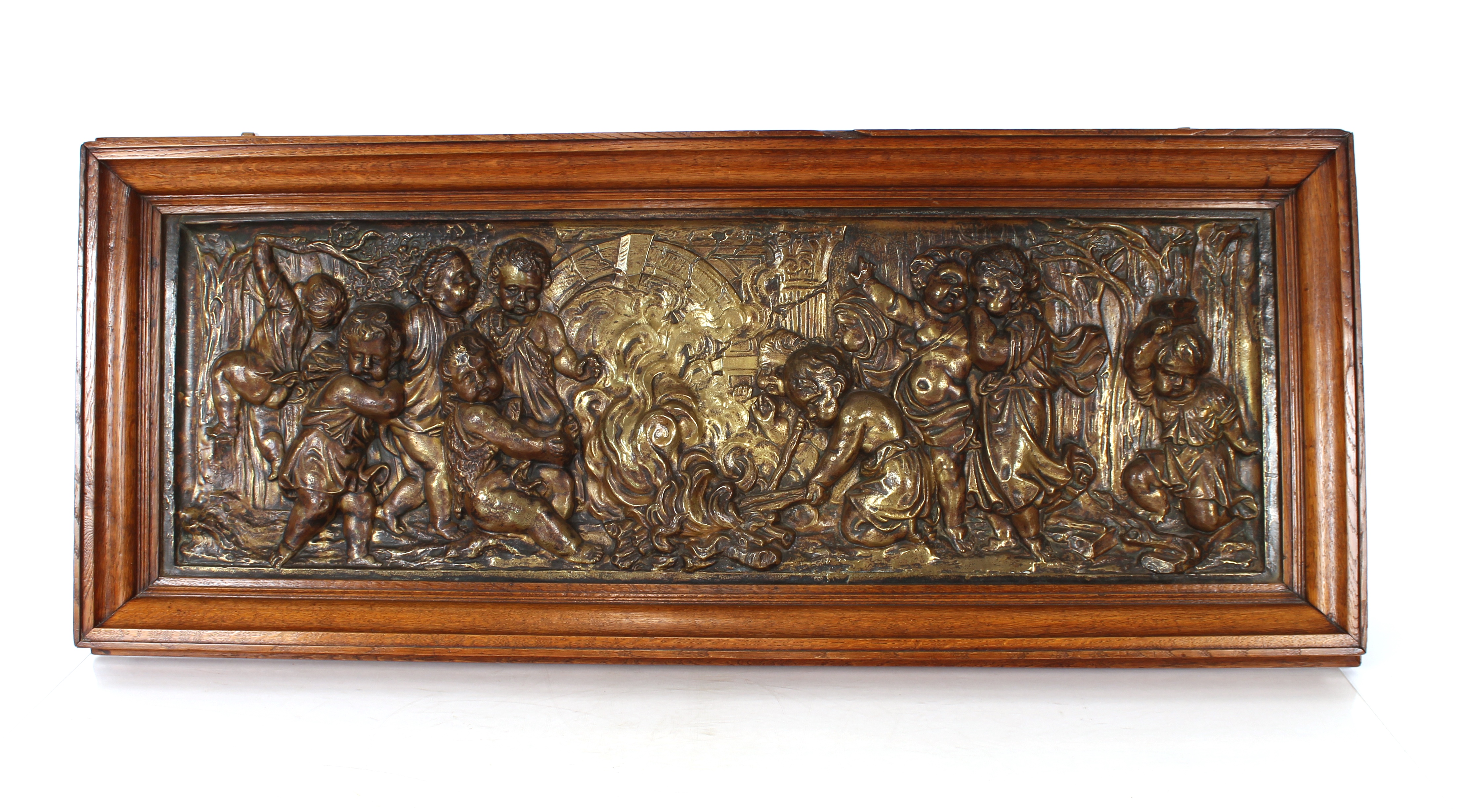 A 19th Century Repousse work gilded copper panel d