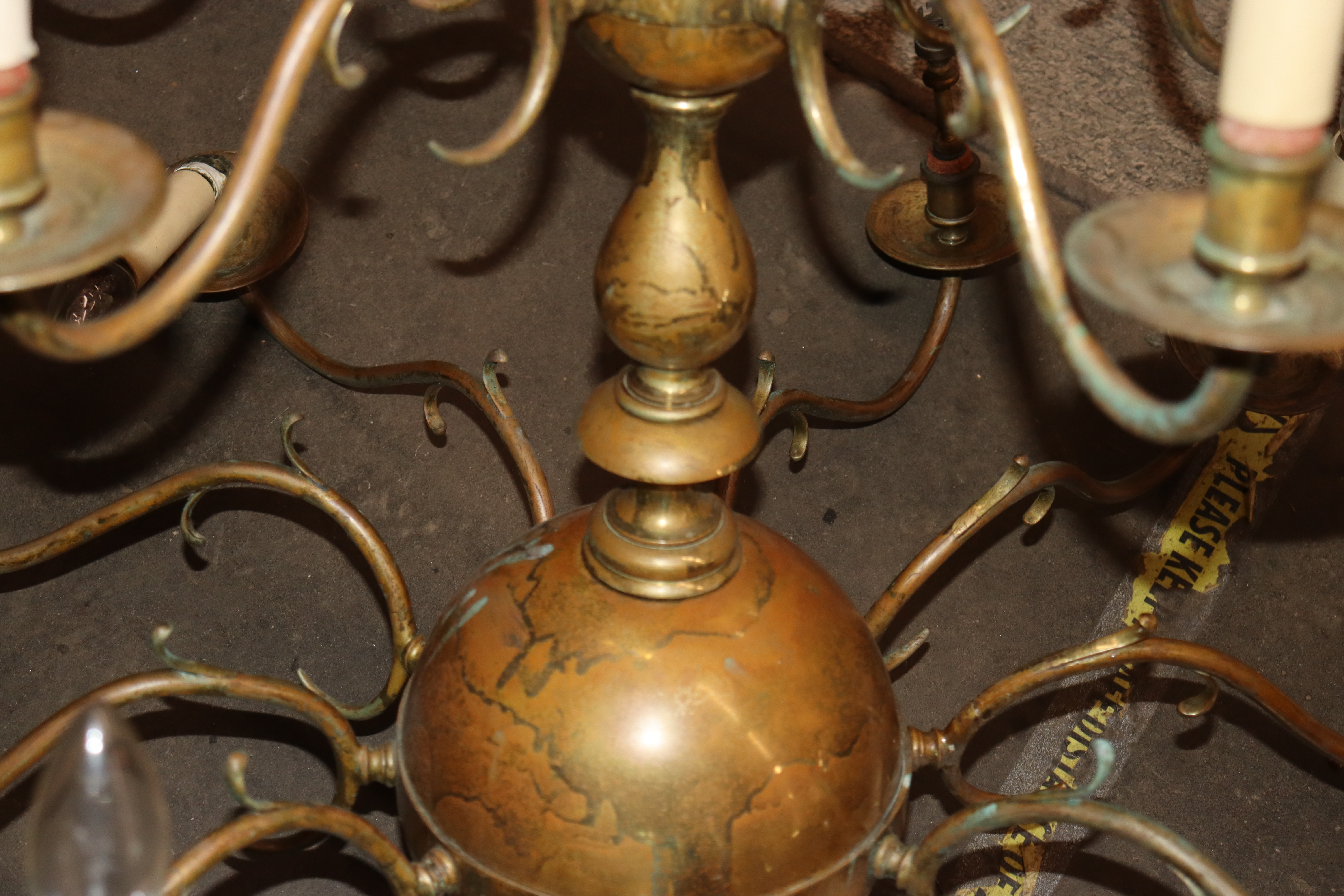 A 19th Century brass Dutch two tier chandelier - Image 3 of 7