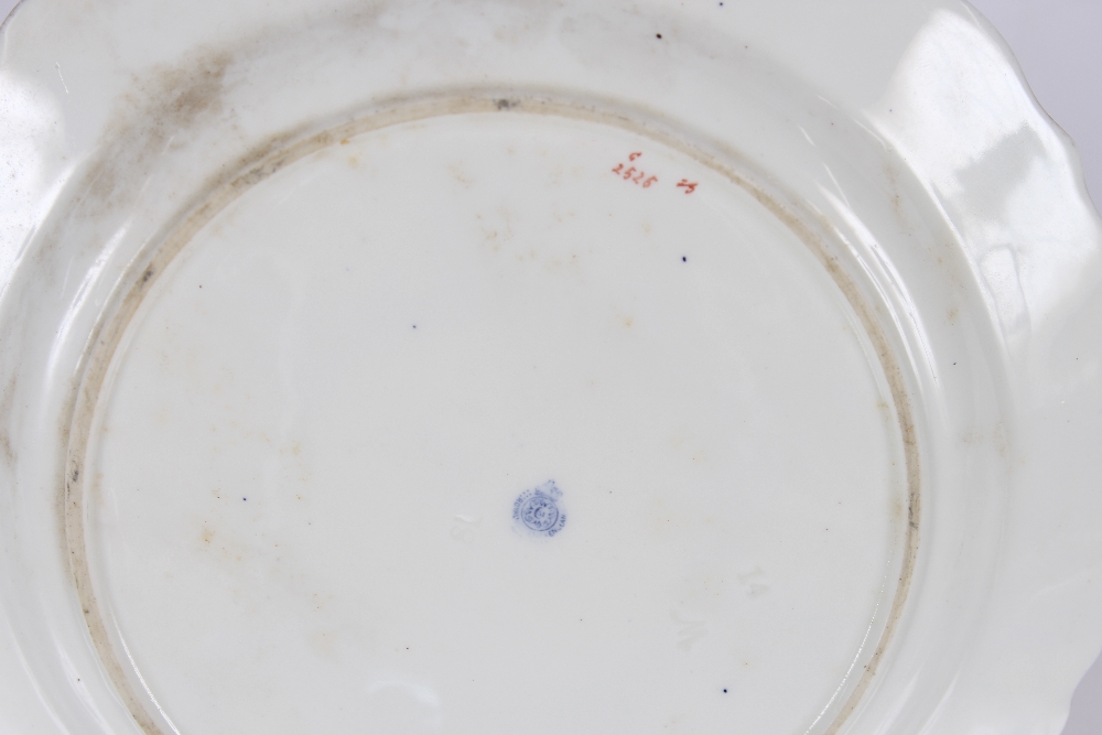 A Royal Worcester cabinet plate, profusely decorated butterflies and birds on a blue scale ground - Image 6 of 8