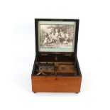 A Symphonion table model polyphon, in walnut case inscribed "Note Tune Plaque No. 48" and a