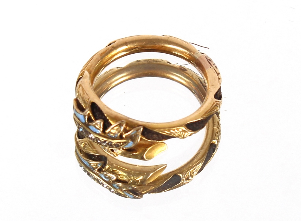 A Victorian gold and diamond set hair ring, size M - Image 2 of 2