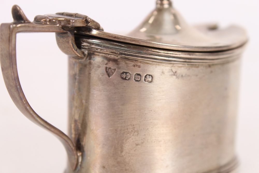 A late Victorian silver oval mustard pot, with blue glass liner, Birmingham 1896; and an Eastern - Image 2 of 3