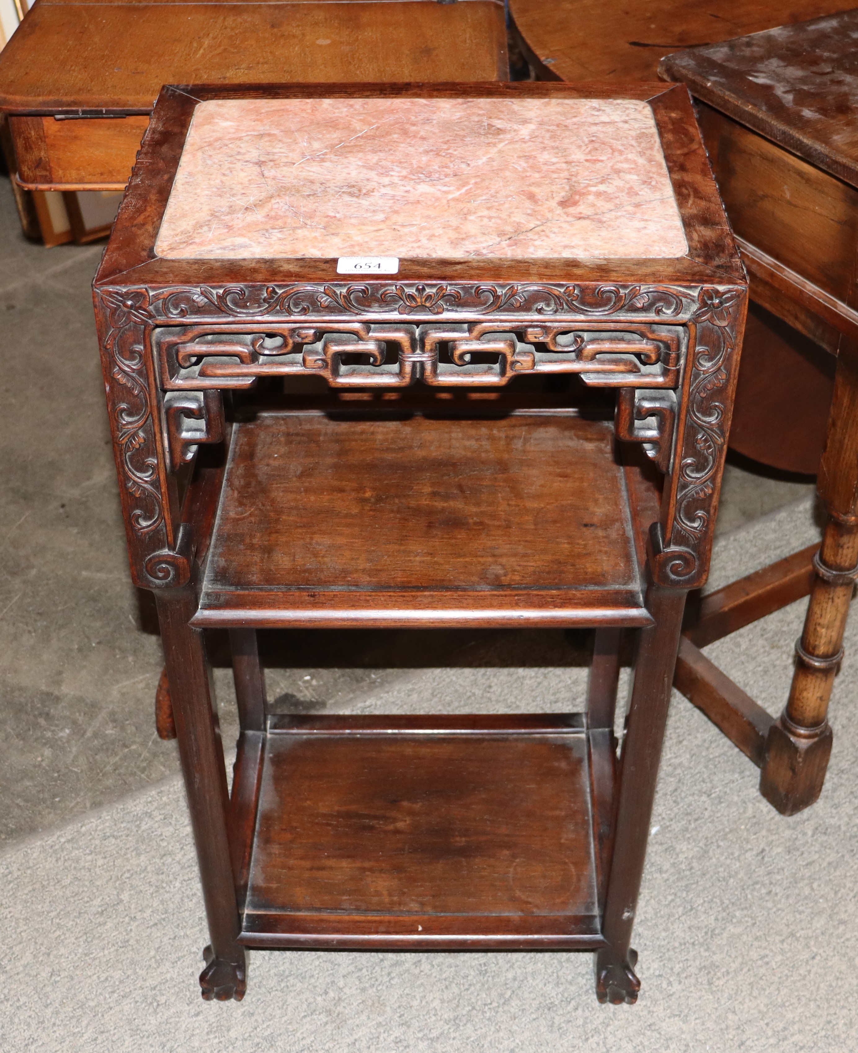 A 19th Century Chinese three tier hardwood plant s - Image 2 of 4