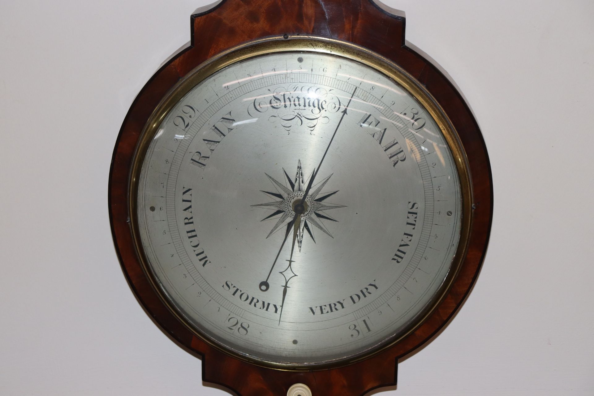 A 19th Century figured mahogany wheel barometer by West, Charing Cross, London, having large - Image 4 of 6
