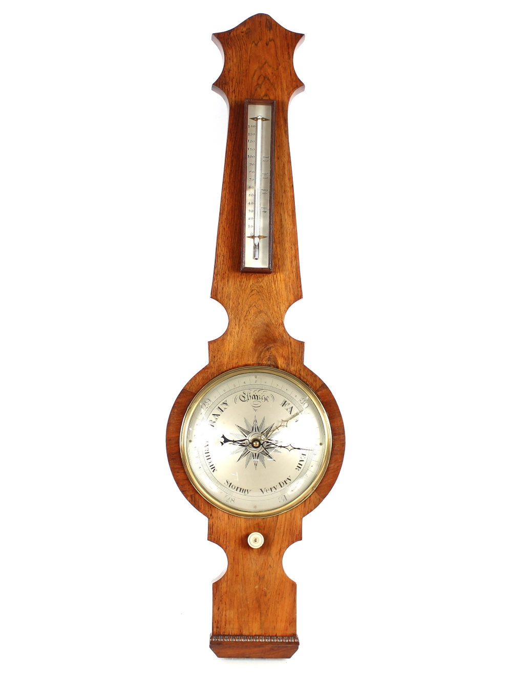 A 19th Century rosewood banjo barometer / thermometer, 99cm