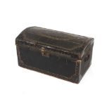 A domed canvas metal mounted and studded travelling trunk, 76cm