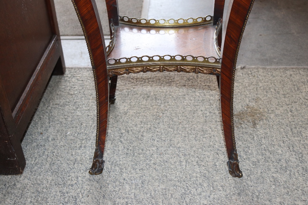 A pair of 19th Century French walnut and cross banded two tier side tables surmounted by pierced - Image 11 of 110