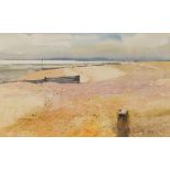 Charles Bartlett, "Mersea Beach" signed watercolour 22cm x 35cm