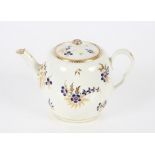 A 19th Century English porcelain part tea set having blue floral decoration heightened in gilt,