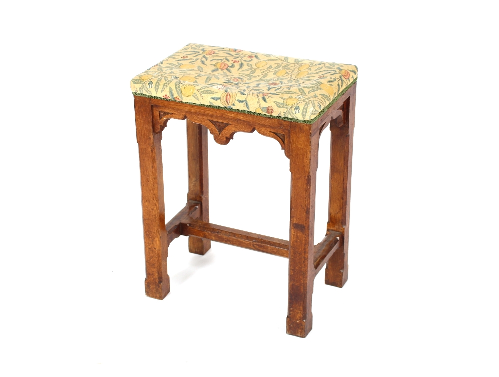 An oak Gothic style stool, 44cm wide x 57cm high - Image 2 of 2