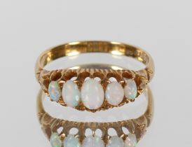 A Victorian 18ct gold opal set ring, 3.1gms, ring size O