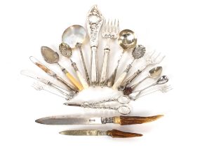 A collection of miscellaneous plated cutlery to include preserve spades, fish servers, plated