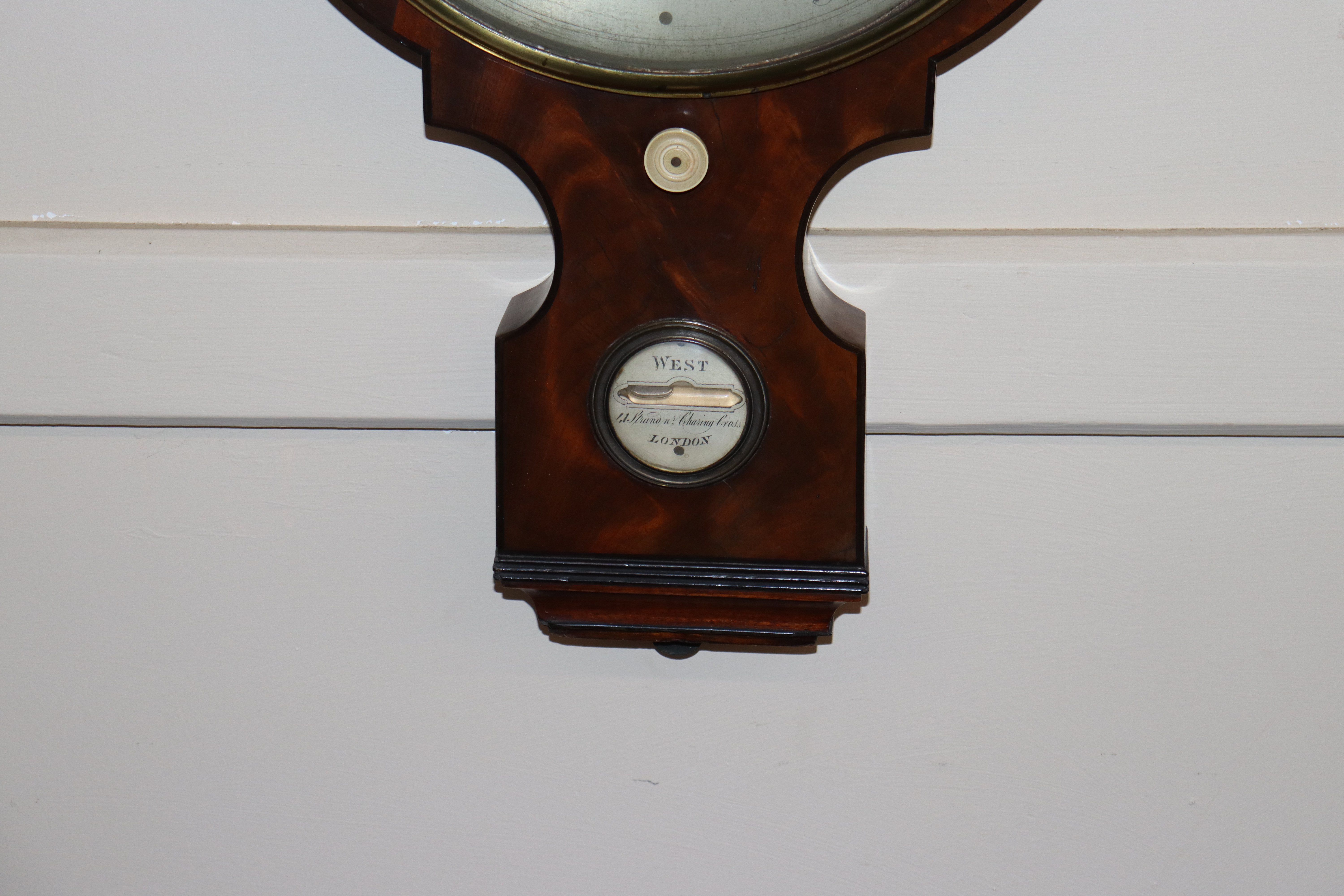 A 19th Century figured mahogany wheel barometer by West, Charing Cross, London, having large - Image 5 of 6