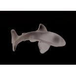 A Lalique frosted glass figure of a shark with original Lalique label