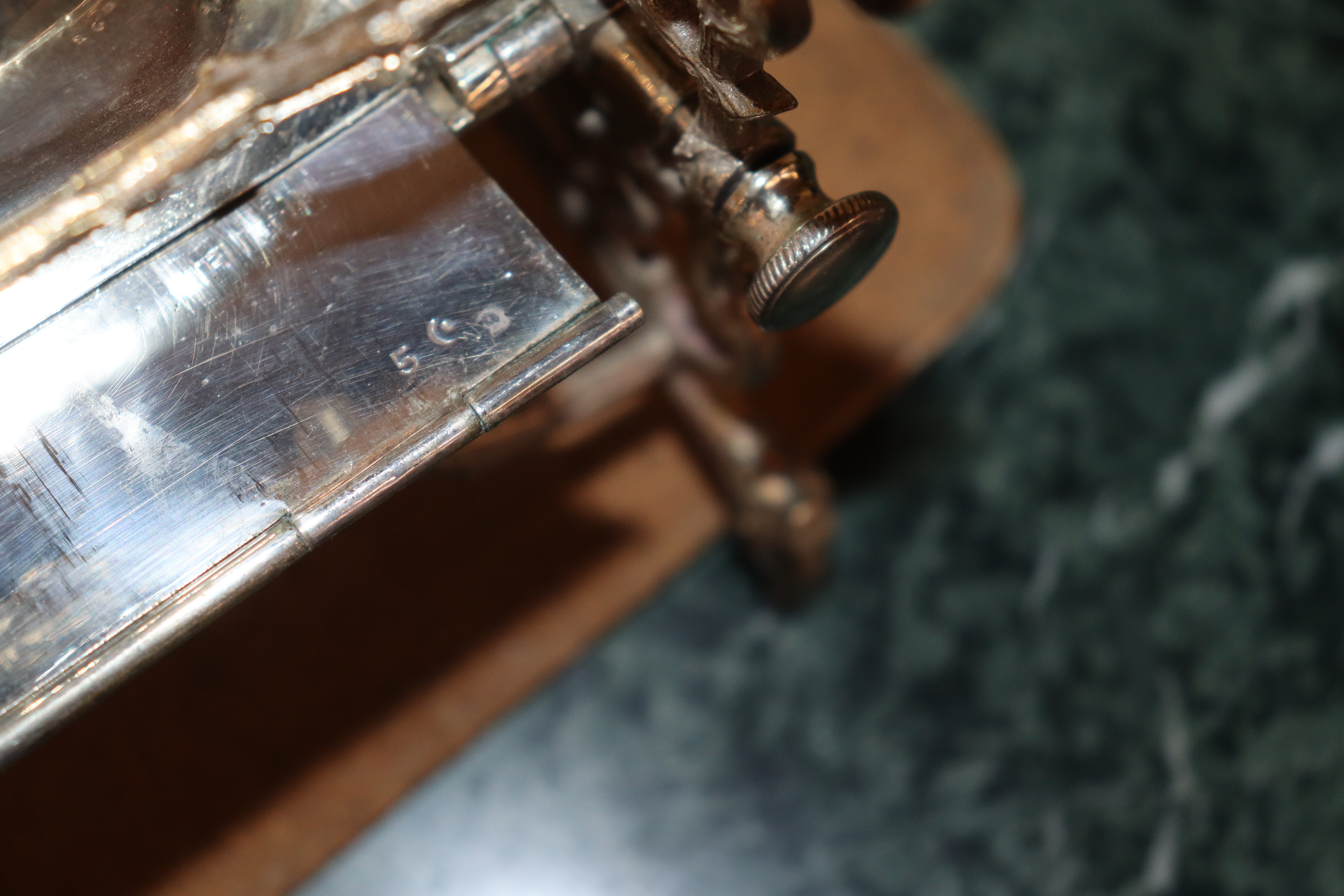 A plated folding biscuit stand; and a frosted glass and plated ice bucket - Image 3 of 5