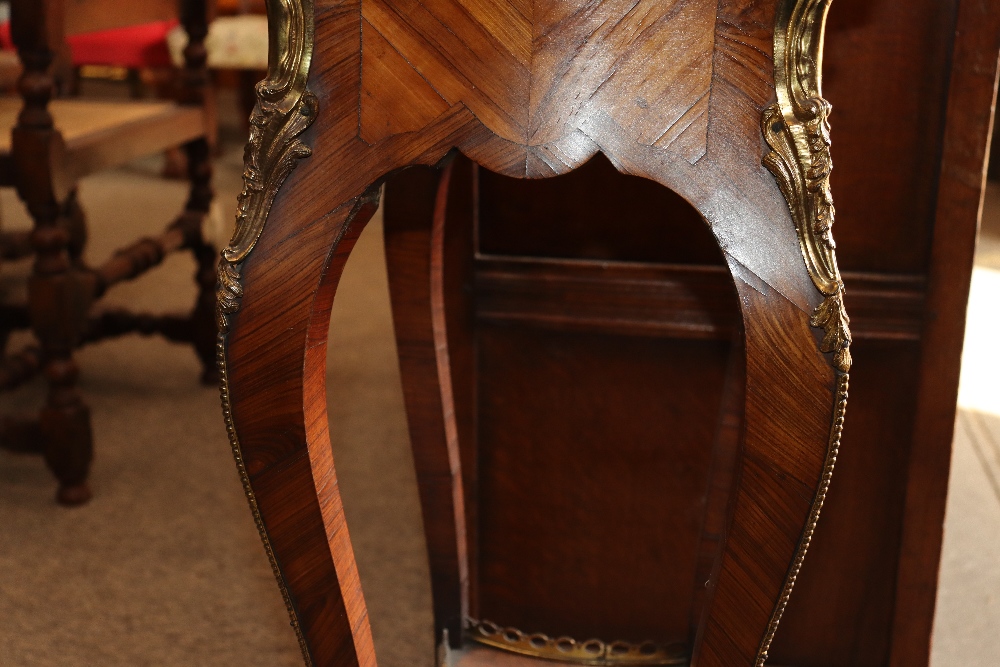 A pair of 19th Century French walnut and cross banded two tier side tables surmounted by pierced - Image 7 of 110
