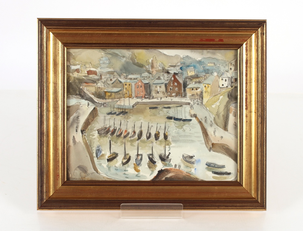 Allan Walton 1891-1948, study of a fishing harbour, watercolour 21.5cm x 27.5cm - Image 2 of 2