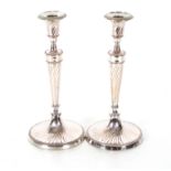 A pair of plate on copper candlesticks, Campana sh