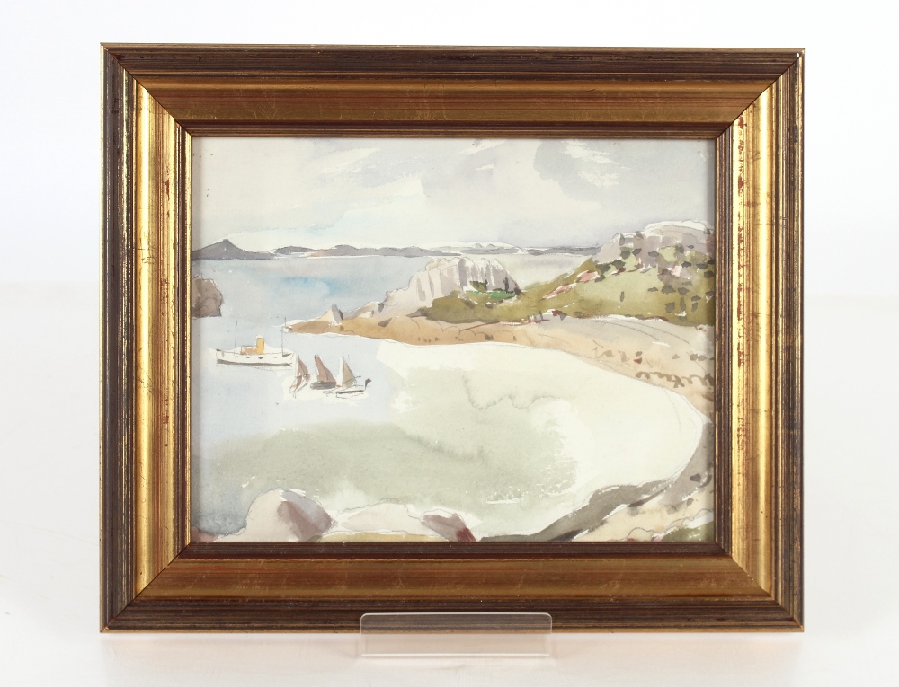 Allan Walton 1891-1948, coastal study of sailing vessels near the shore, 22cm x 28cm - Bild 2 aus 2
