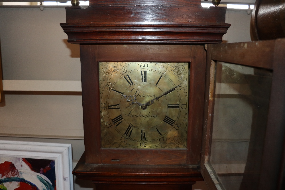 Dickerson of Framlingham, an oak and elm cased cottage longcase clock having square brass dial and - Image 4 of 5