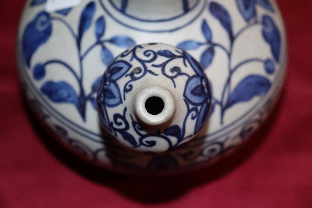 A Chinese Ming style Kendi of traditional form, blue glazed floral and bird decoration, 18cm high - Image 5 of 22