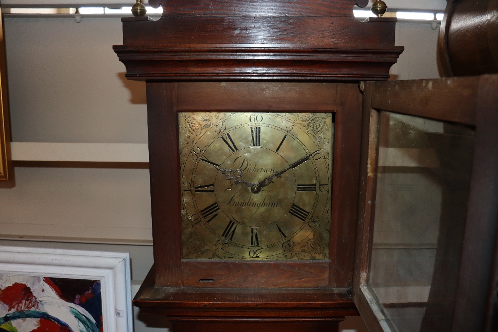 Dickerson of Framlingham, an oak and elm cased cottage longcase clock having square brass dial and - Image 5 of 5