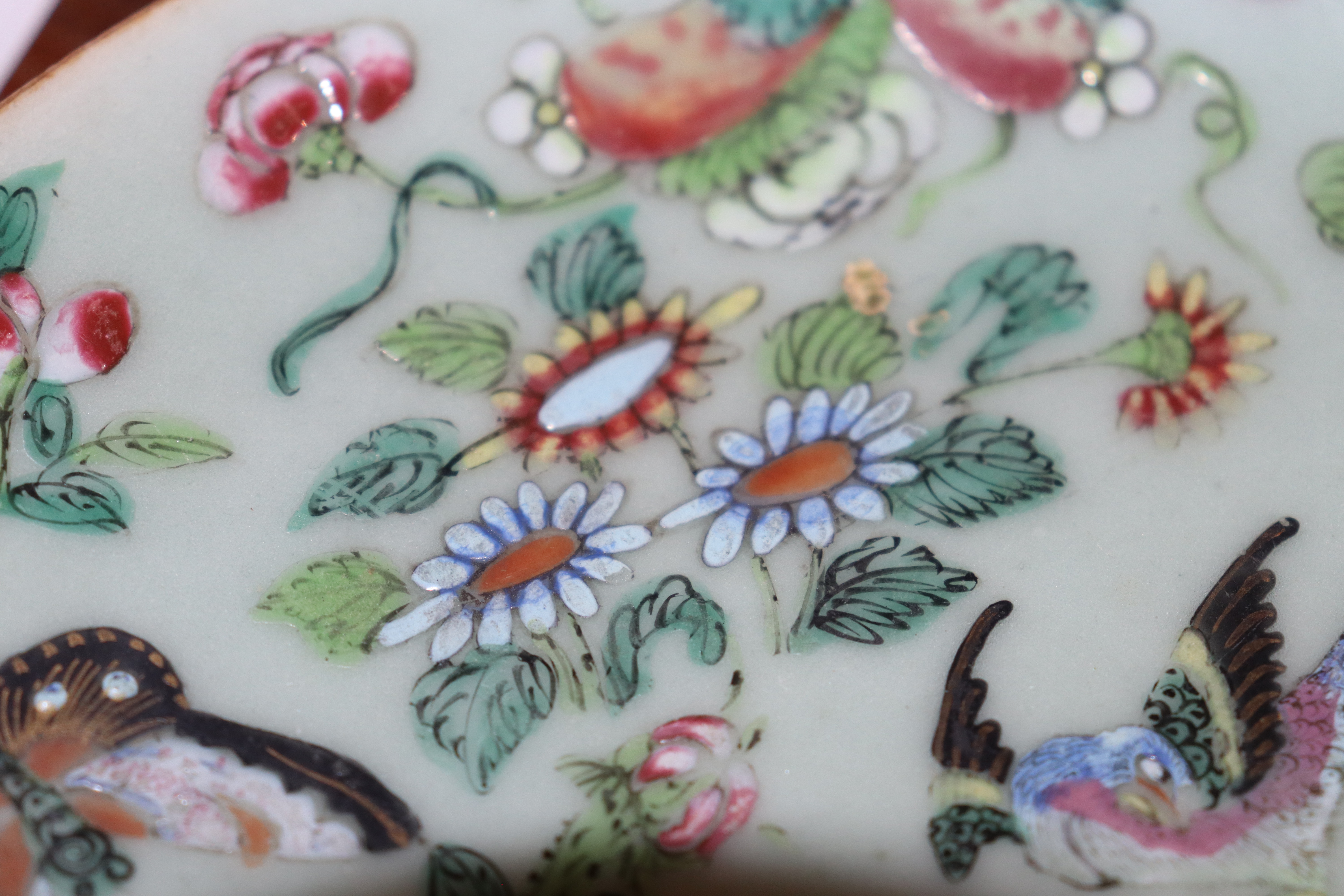 A 19th Century Chinese Canton plate, decorated in traditional palette with famille rose birds and - Image 14 of 18