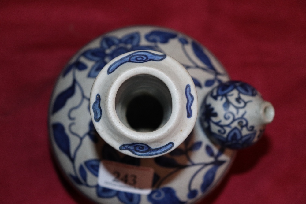 A Chinese Ming style Kendi of traditional form, blue glazed floral and bird decoration, 18cm high - Image 4 of 22