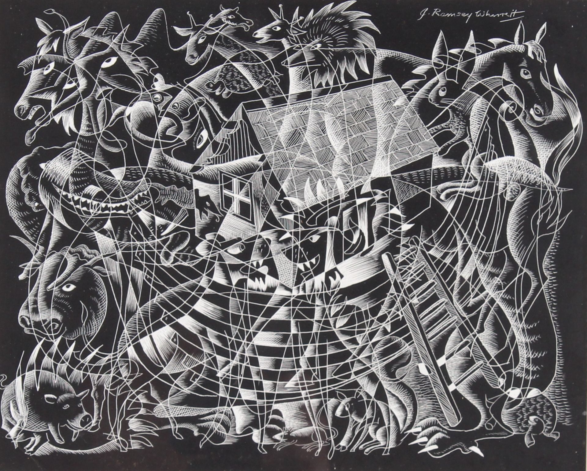 Joseph Wherrett, geometric abstract print, untitled, 24cm x 30cm