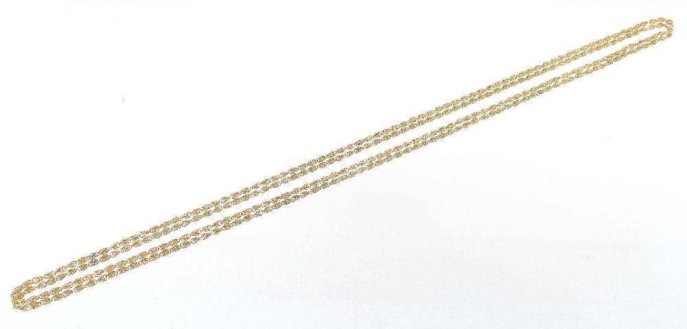 A 9ct gold rope link style necklace, 53" long (136cms), 79gms