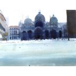 Ian Pott 1936-2014,study of St Marks Square, Venice, signed watercolour 56cm x 73cm