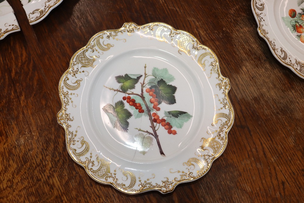 A Davenport Long Port Staffordshire part dessert service, decorated various fruits within foliate - Image 18 of 25