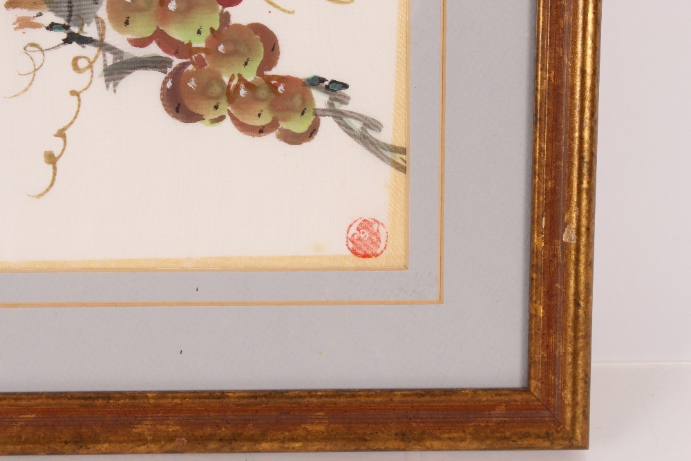 Mid 20th Century Chinese watercolour of berries and leaves, multiple artists seal marks; and a mid - Bild 8 aus 8