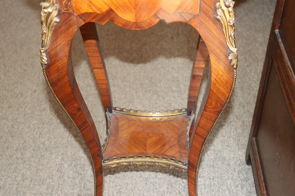 A pair of 19th Century French walnut and cross banded two tier side tables surmounted by pierced - Image 13 of 110